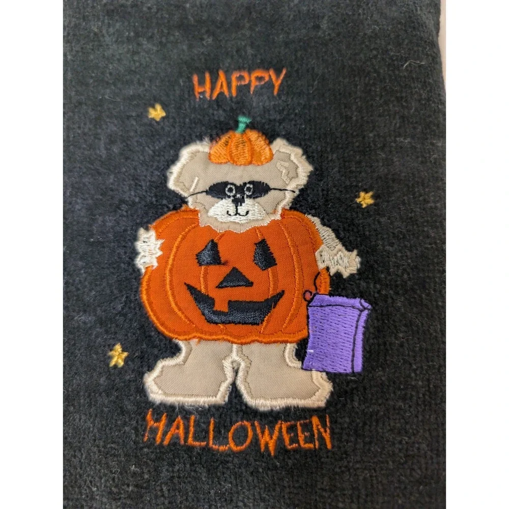 Vintage Sonoma‎ Trick Or Treat Pumpkin Bear Hand Towel Black Towel